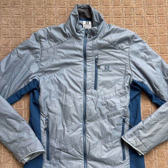 Salomon Actiloft Primaloft Insulated Jacket Men's Medium Grey Blue Winter Light - Picture 2 of 8